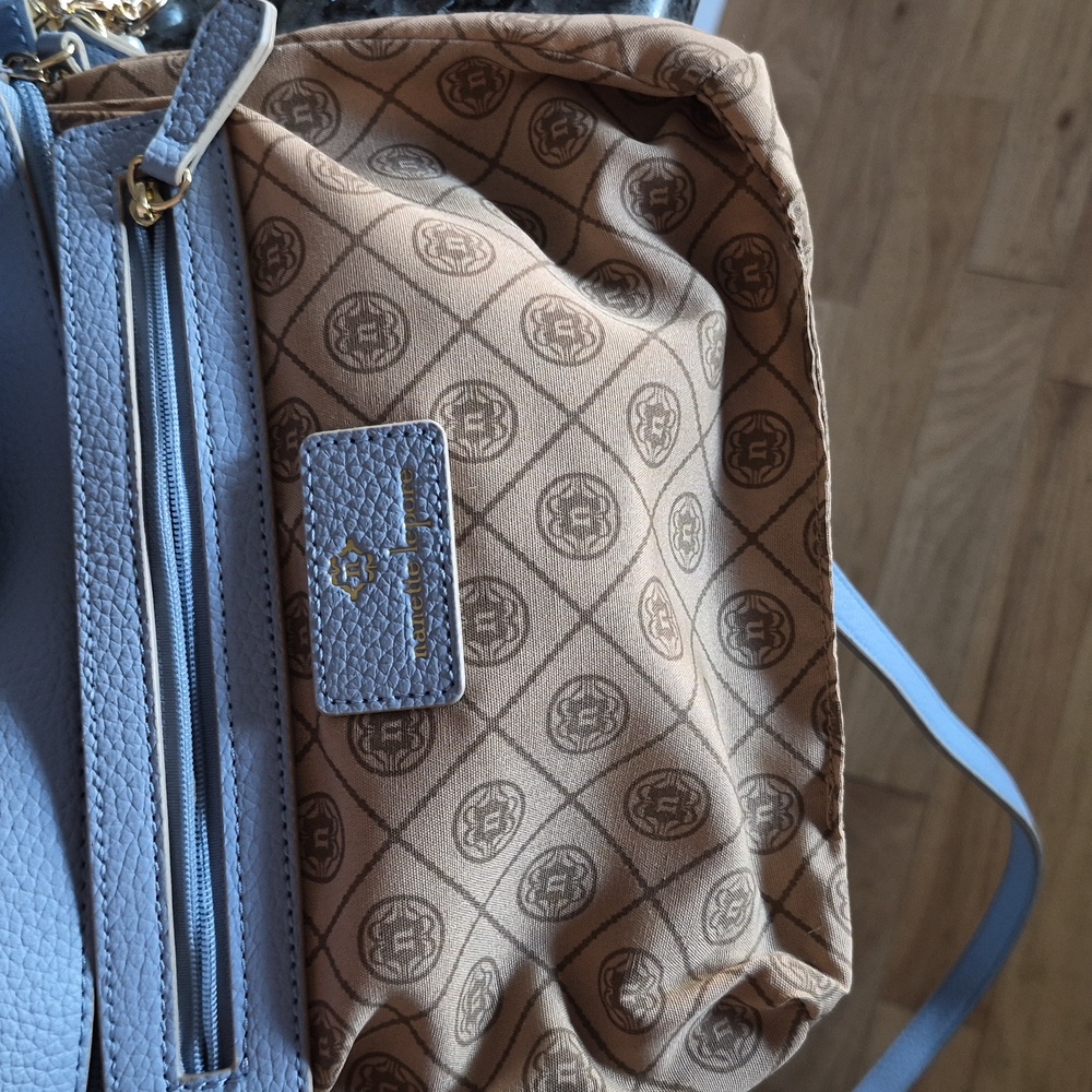 Nanette Lepore Light Blue Handbag with Shell & Pearl Bag Charm - Picture 8 of 9